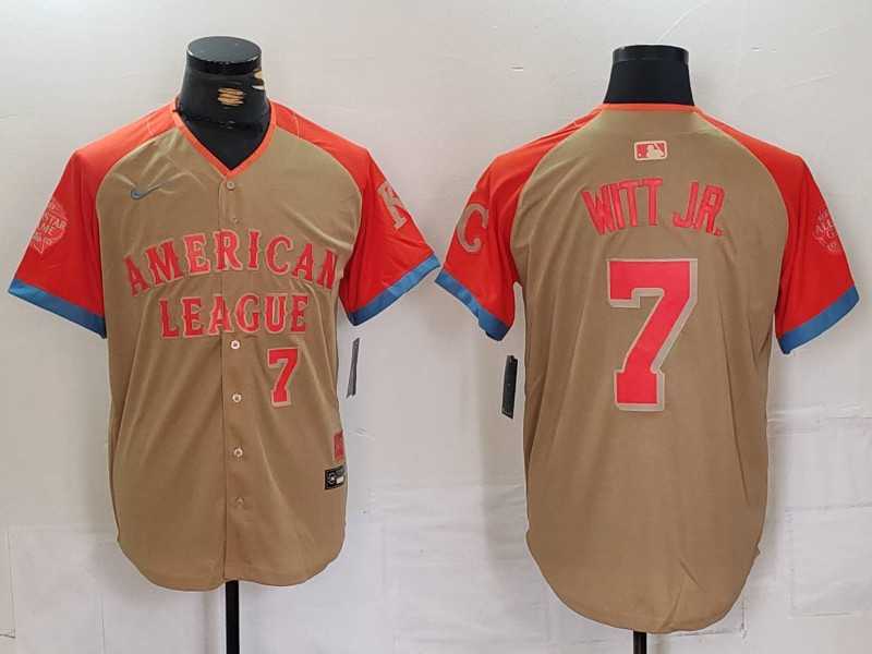 Mens Kansas City Royals #7 Bobby Witt Jr Number Cream 2024 All Star Limited Stitched Jersey->2024 mlb all-star->MLB Jersey